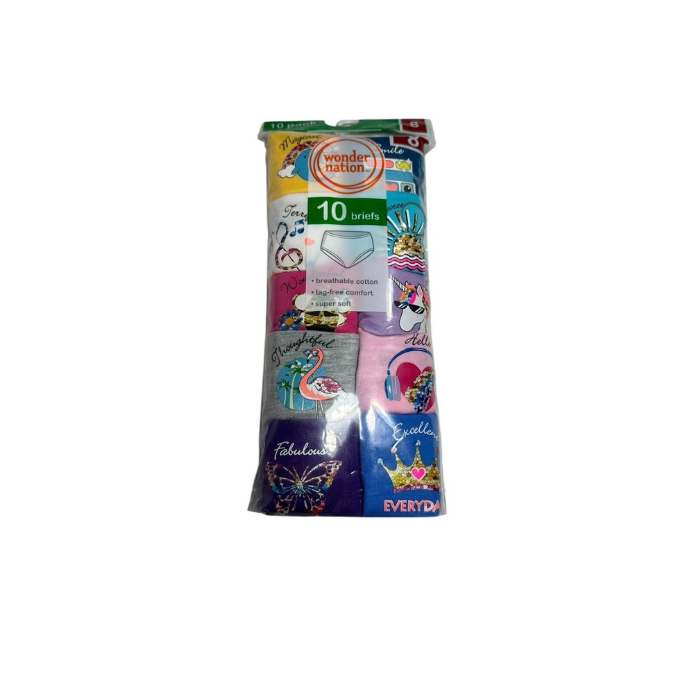 wonder nation girls briefs underwear 10 pairs size 8